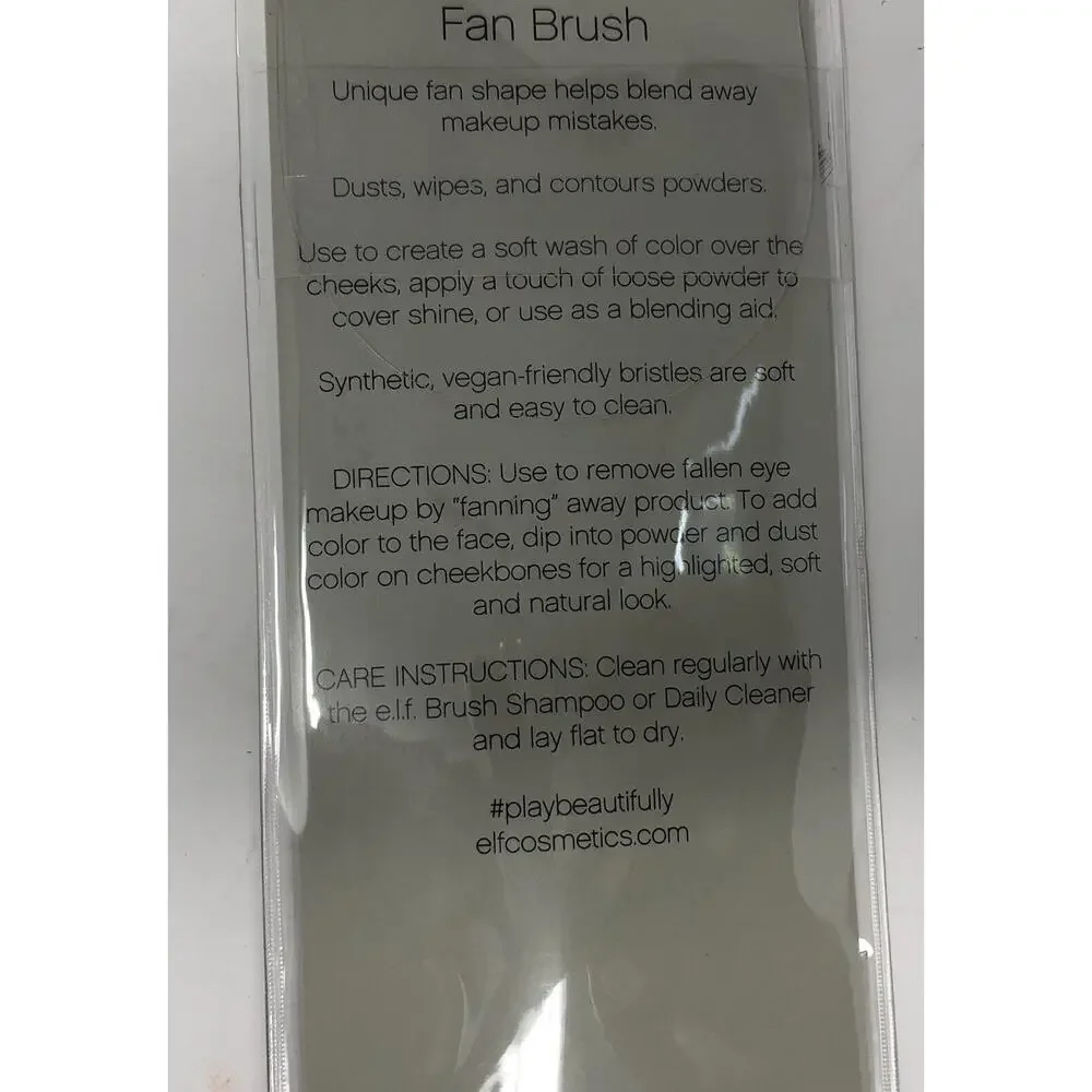 Elf Makeup Brushes Black Fan Stipple Powder Synthetic Vegan Friendly Lot of Four